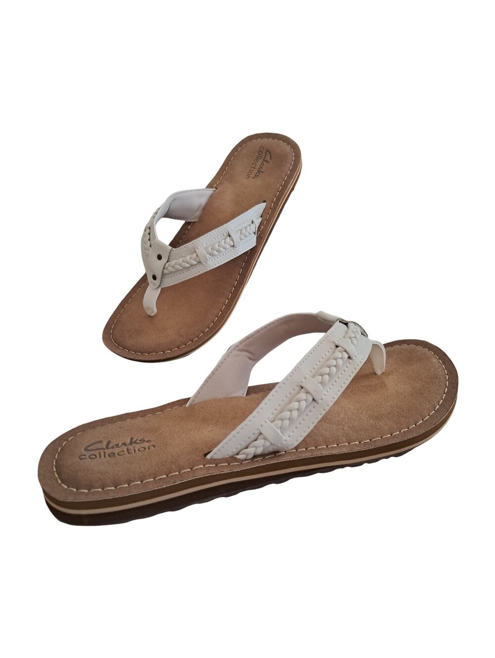 Clarks Fenner Nerice Sandals Women's Size 10M Off White Braided